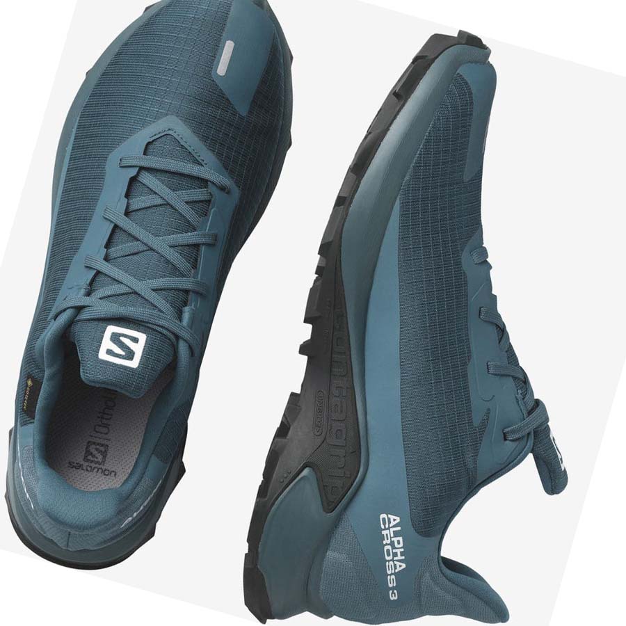 Salomon ALPHACROSS 3 GORE-TEX Erkek Patika Koşu Ayakkabısı Mavi | TR 3538QMA